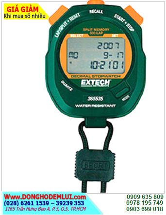 Extech 365535, Đồng hồ bấm giây có Memory với 500 laps Extech 365535 Decimal Stopwatch/Clock chính hãng Extech USA
